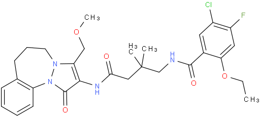 5-氯-N-[4-[[6,7-二氢-3-(甲氧基甲基)-1-氧代-1H,5H-吡唑并[1,2-a][1,2]苯并二氮杂卓-2-基]氨基]-2,2-二甲基-4-氧代丁基]-2-乙氧基-4-氟苯甲酰胺