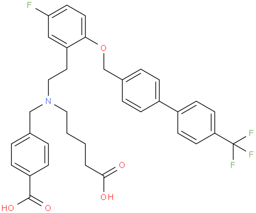 Benzoic acid, 4-​[[(4-​carboxybutyl)​[2-​[5-​fluoro-​2-​[[4'-​(trifluoromethyl)​[1,​1'-​biphenyl]​-​4-​yl]​methoxy]​phenyl]​ethyl]​amino]​methyl]​-