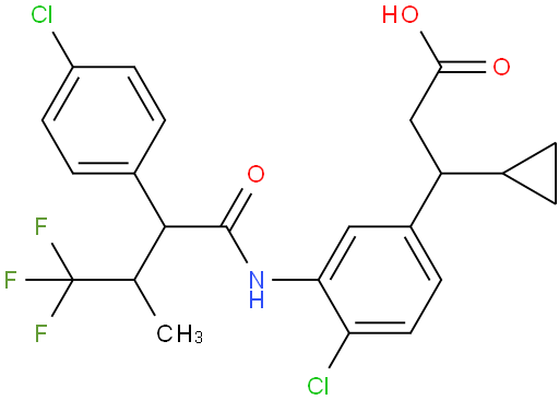 4-chloro-3-[[(2S,3R)-2-(4-chlorophenyl)-4,4,4-trifluoro-3-methyl-1-oxobutyl]amino]-cyclopropyl-(S)-Benzenepropanoic acid