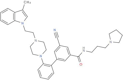 3-氰基-5-[2-[4-[2-(3-甲基吲哚-1-基)乙基]哌嗪-1-基]苯基]-N-(3-吡咯烷-1-基丙基)苯甲酰胺