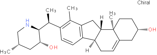 Veratramine; NSC 17821; NSC 23880; (2S,3R,5S)-5-Methyl-2-[(1S)-1-[(3S,6aR,11aS,11bR)-2,3,4,6,6a,11,11a,11b-octahydro-3-hydroxy-10,11b-dimethyl-1H-benzo[a]fluoren-9-yl]ethyl]-3-piperidinol; (3β,23β)-14,15,16,17-Teradehydroveratraman-3,23-diol; 5S-methyl-2S-[1S-[2,3S,4,6,6aR,11,11aS,11bR-octahydro-3R-hydroxy-10,11b-dimethyl-1H-benzo[a]fluoren-9-yl]ethyl]-3-piperidinol